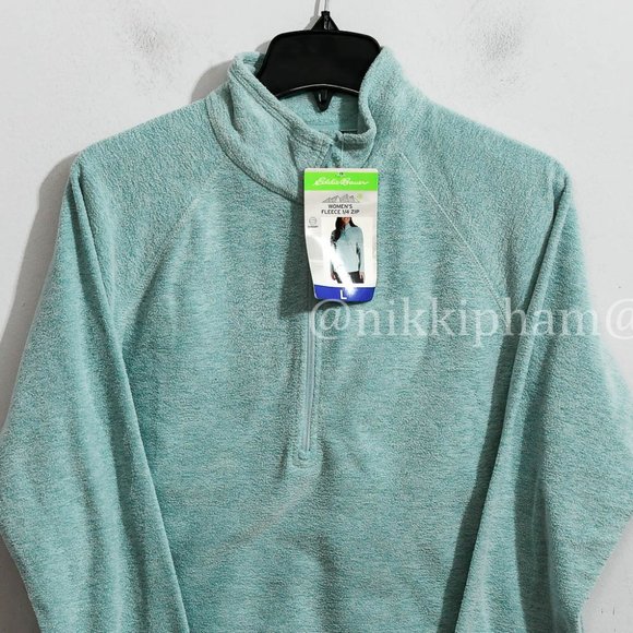Eddie Bauer Ladies' Fleece 1/4 Zip teal color size large - Picture 3 of 5